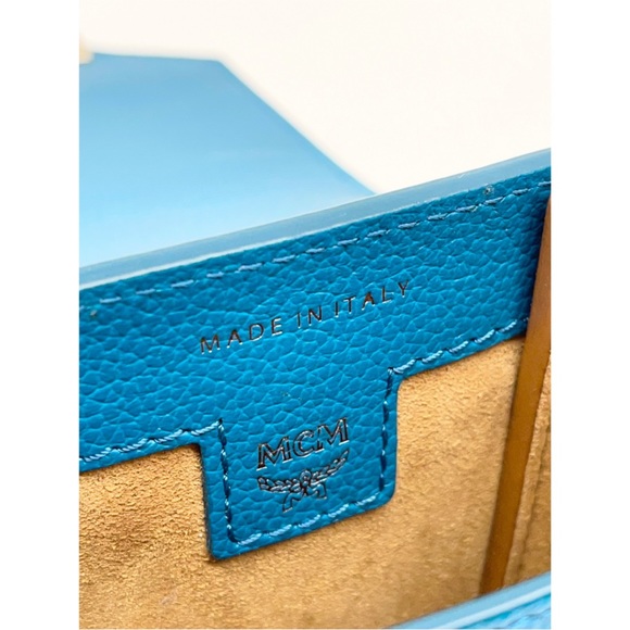 MCM New Mini Studded Deep Lagoon Leather Crossbody Bag - Picture 9 of 13